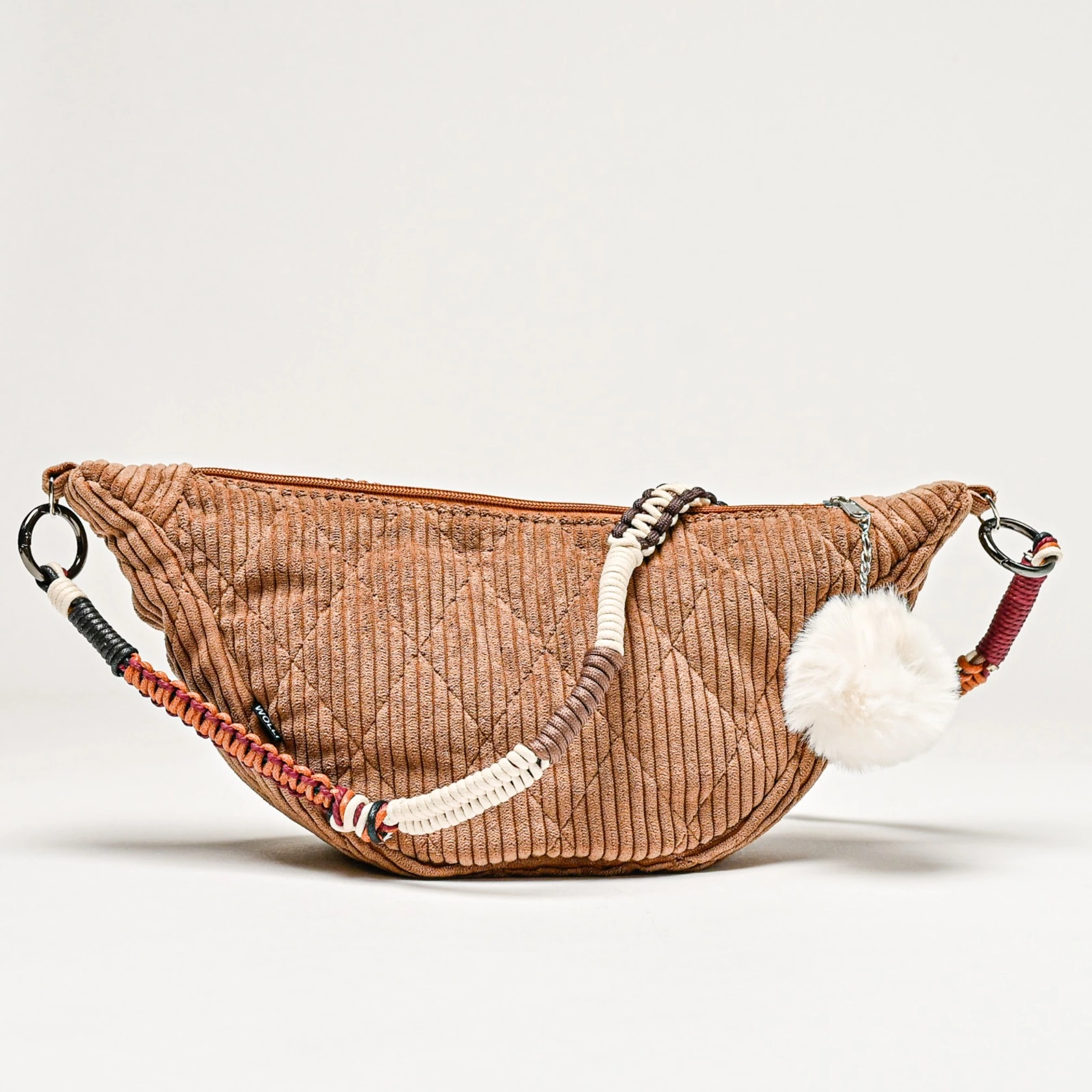 Luna bag velluto a coste beige camello gesteppt
