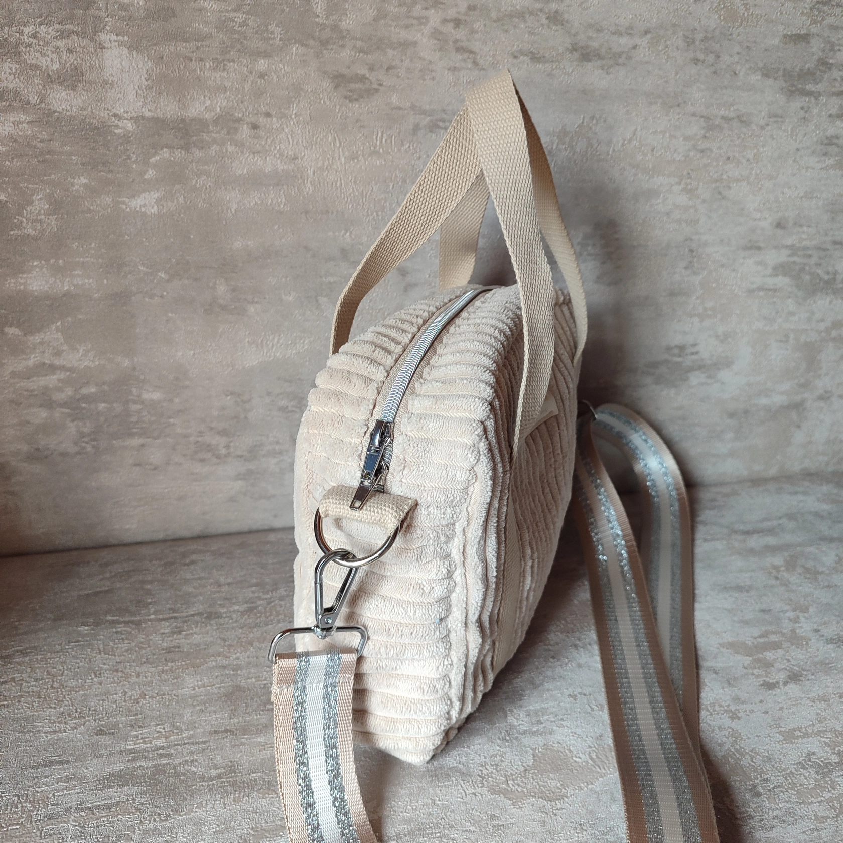 Handtasche Breitcord beige Handtasche Breitcord beige