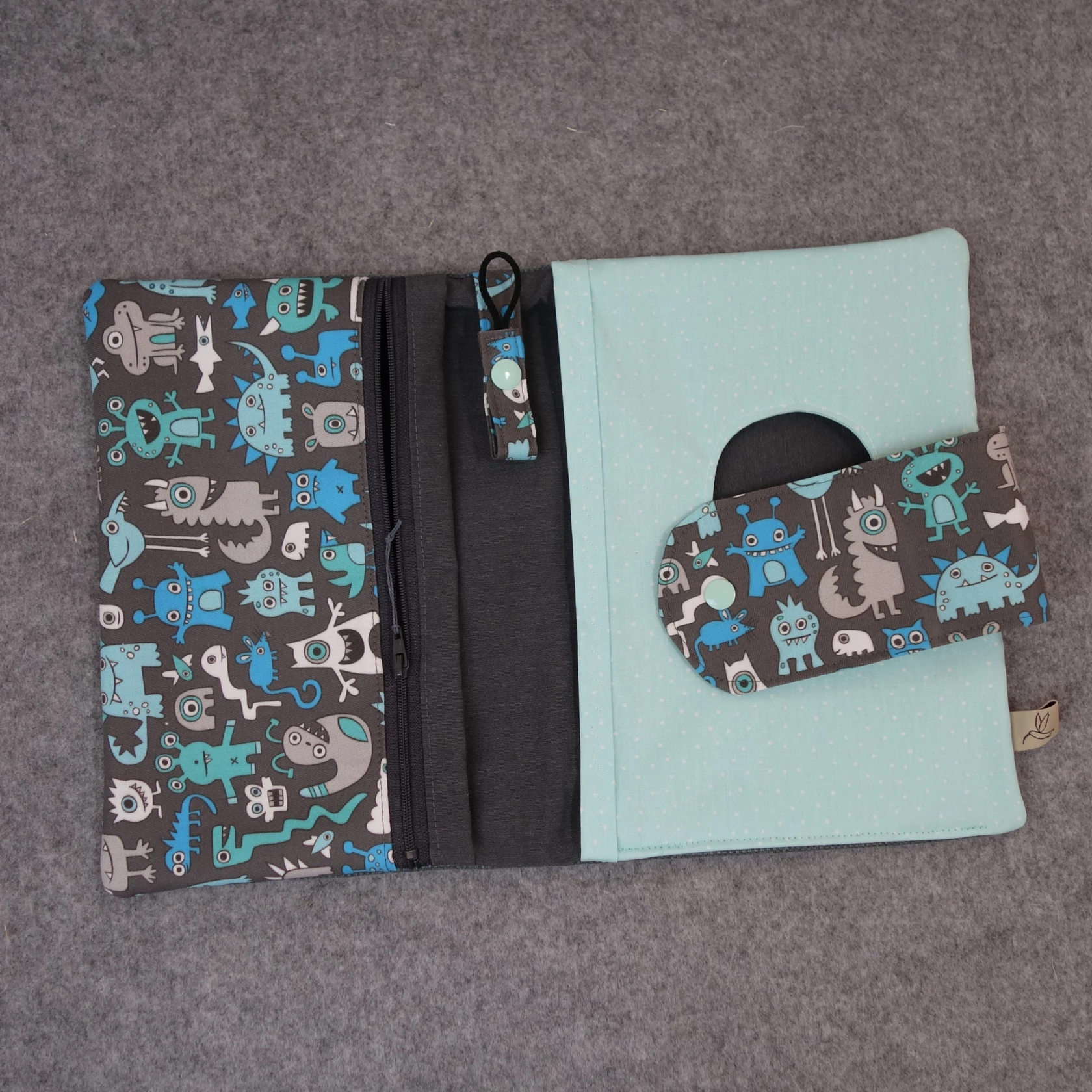 Windeltasche süße Monsterchen/Grau Windeltasche süße Monsterchen/Grau