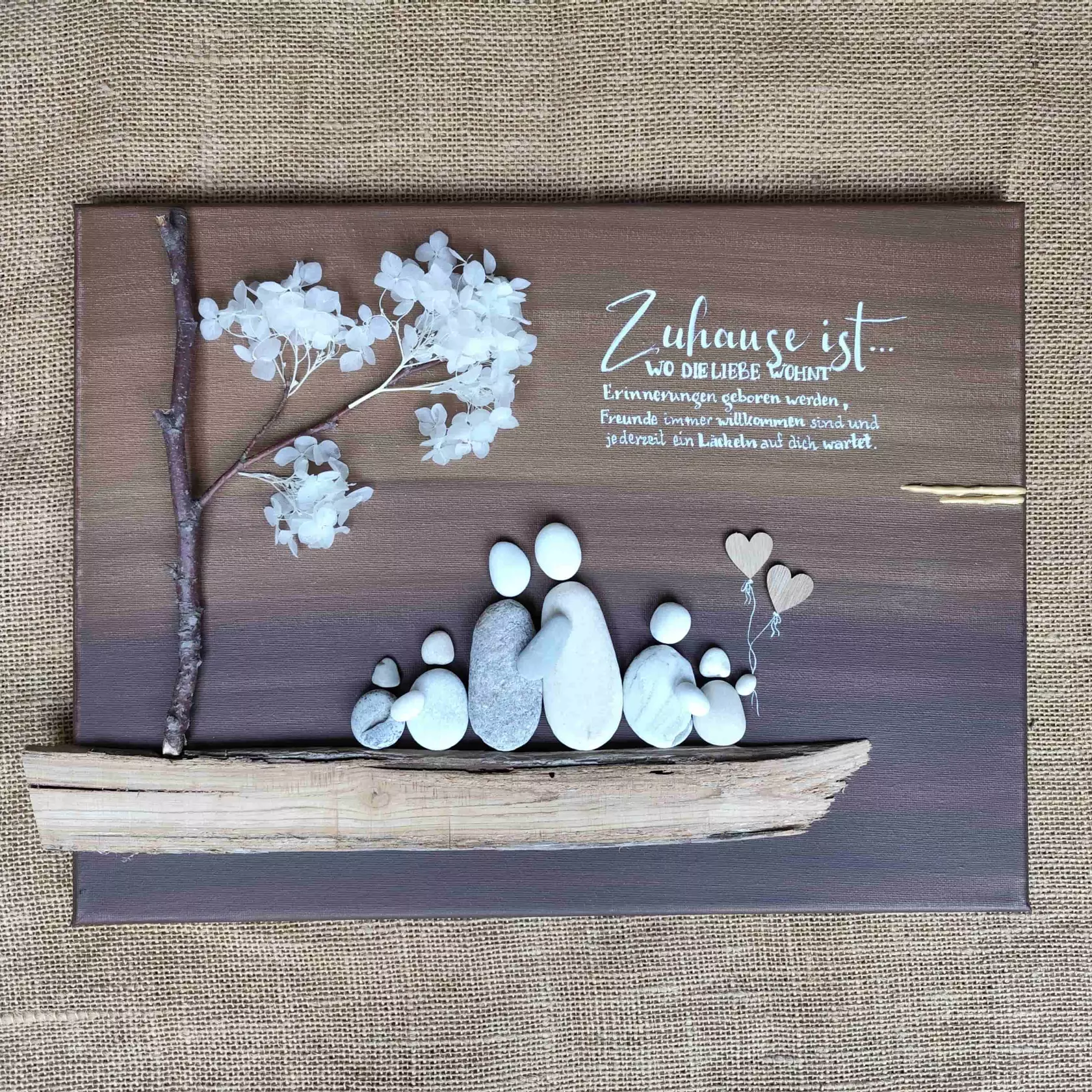 Steinbild Familie 6 Pers._ Zuhause - 30x40cm