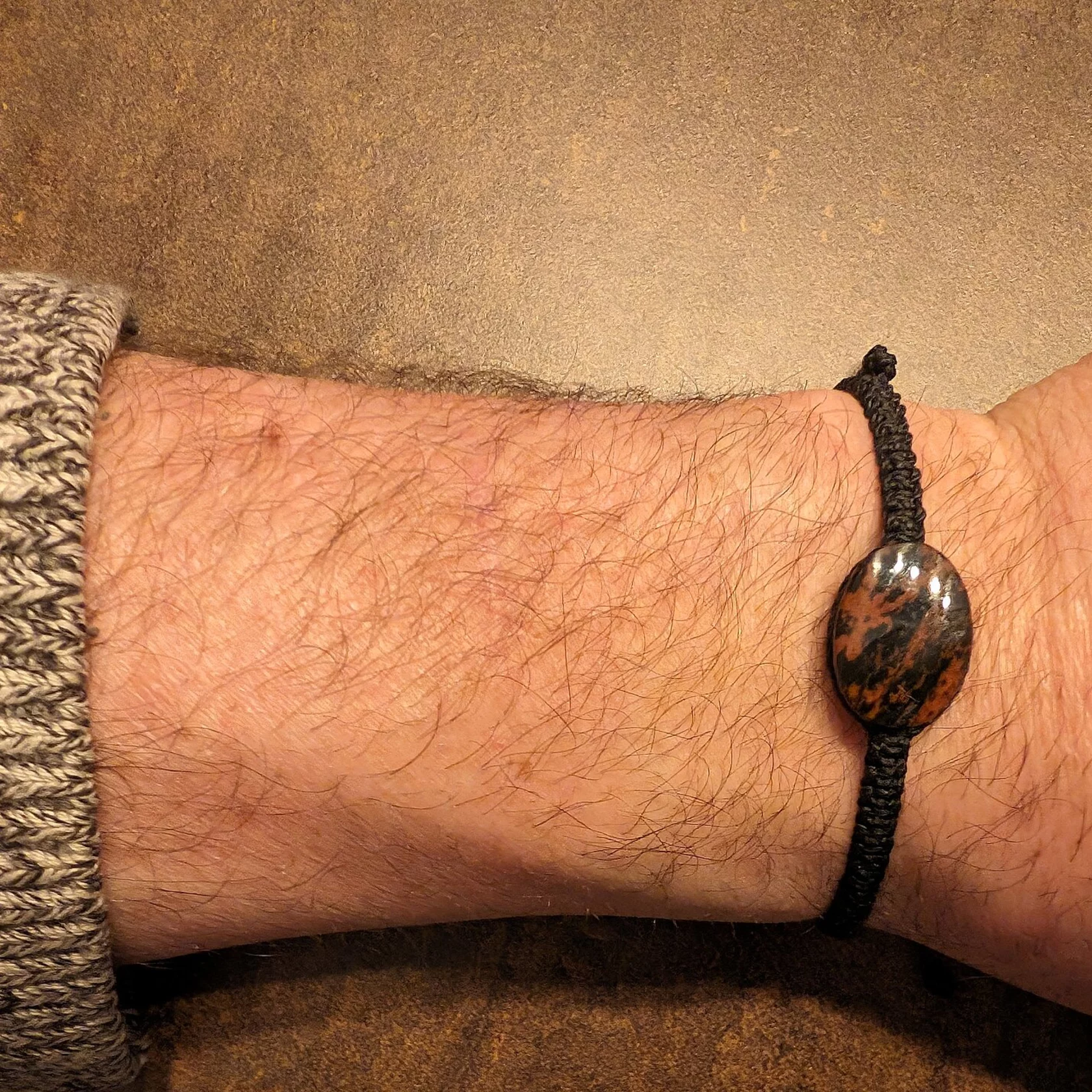 Heilstein-Armband mit braunem Obsidian