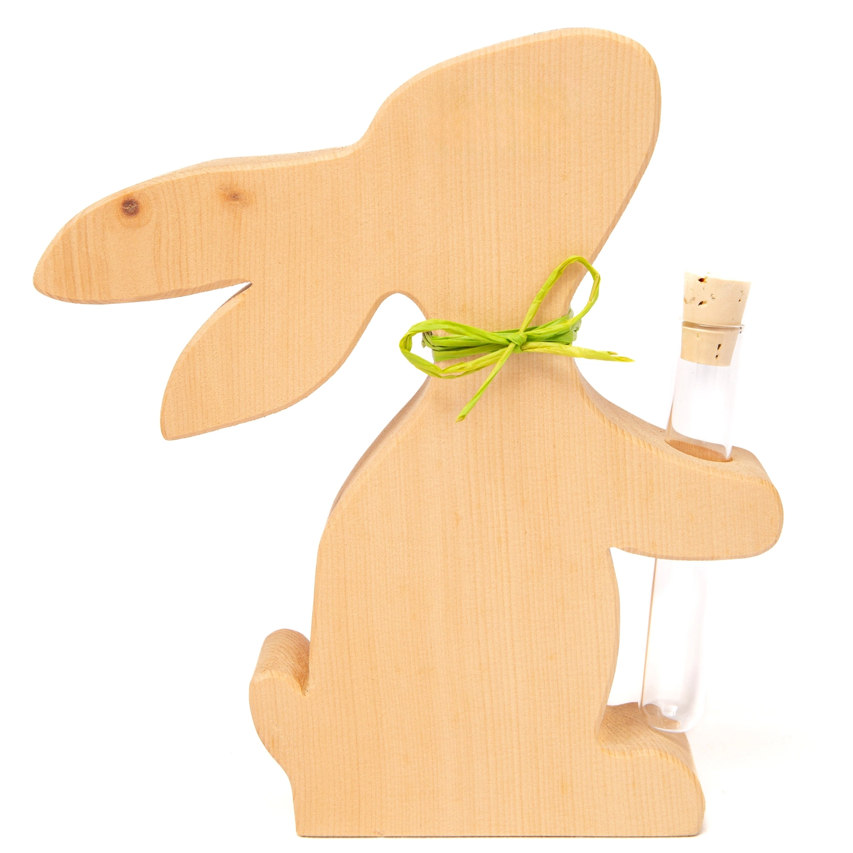 Osterhase aus Zirbenholz mit Blumenglas Osterhase aus Zirbenholz mit Blumenglas