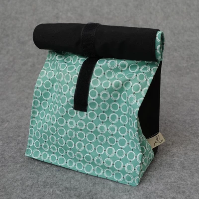 Lunchbag - Snackbeutel Kreise auf grün