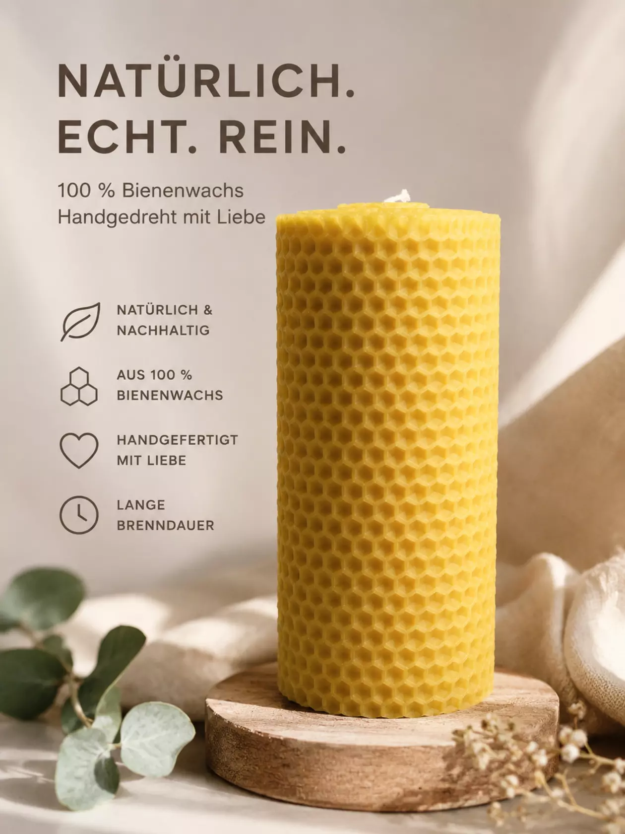 gedrehte Kerze, 16 cm hoch gedrehte Kerze, 16 cm hoch