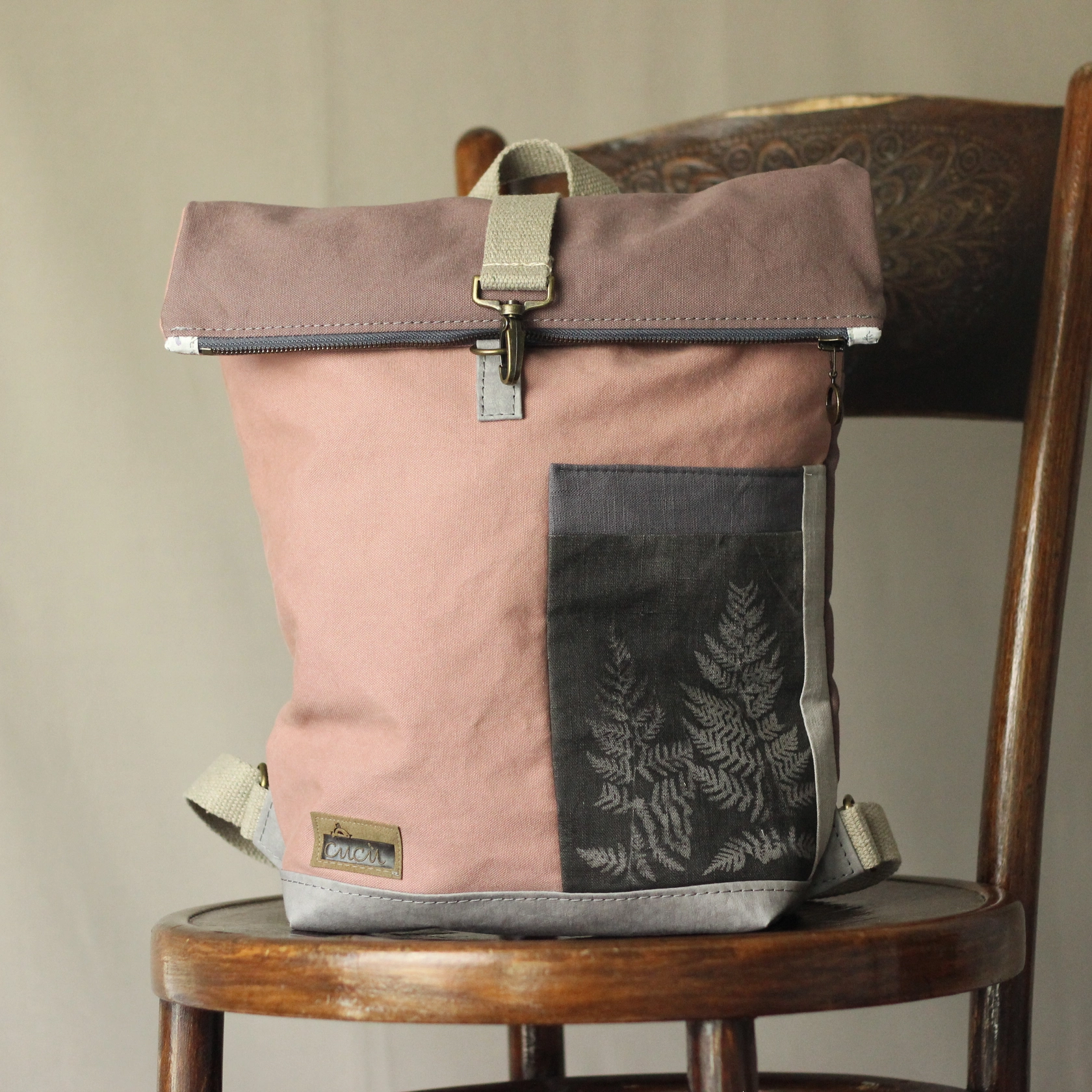 Rolltop Rucksack ROGER Sonnendruck Farn