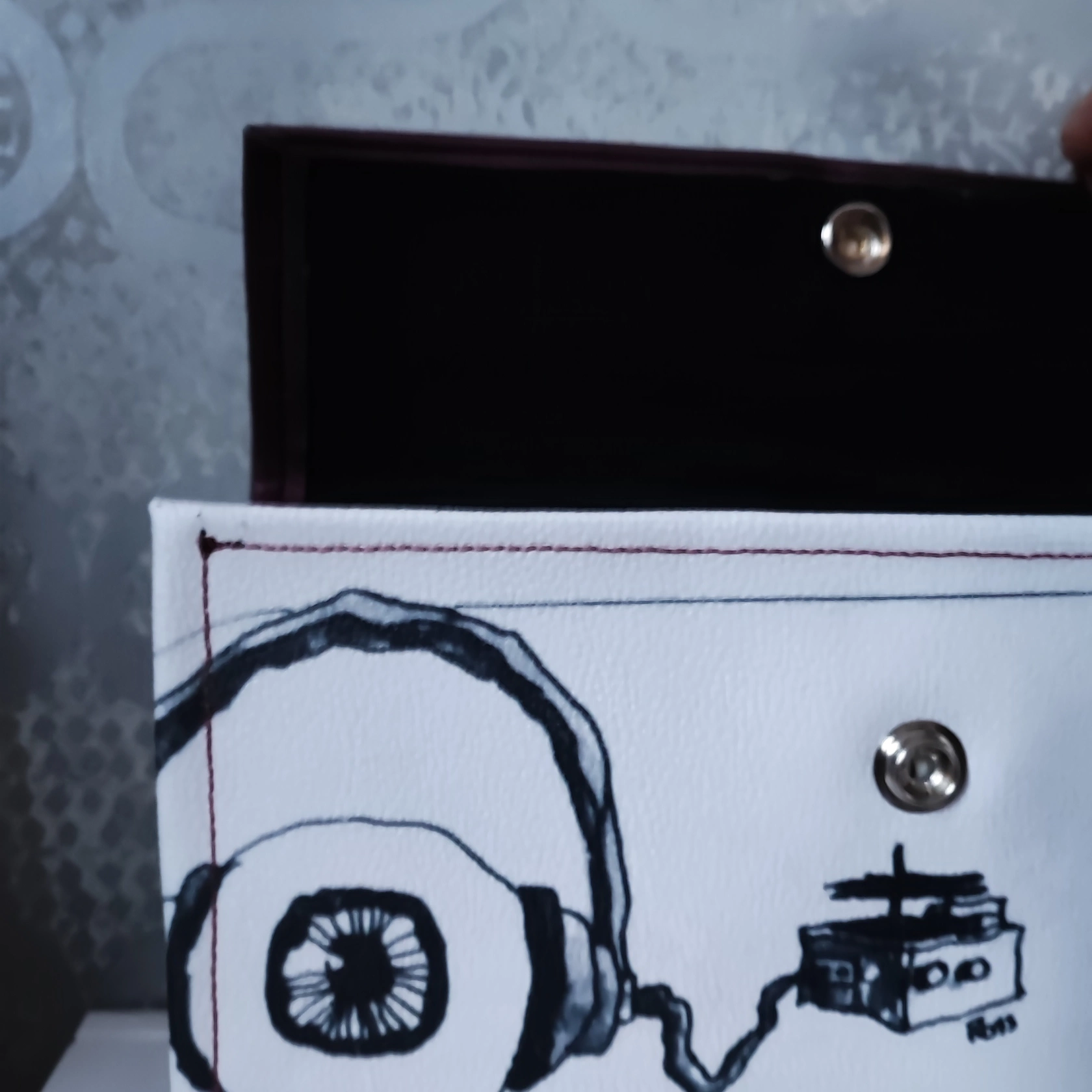 Brieftasche Mod. Matilda violett u schwarz-weiss Brieftasche Mod. Matilda violett u schwarz-weiss