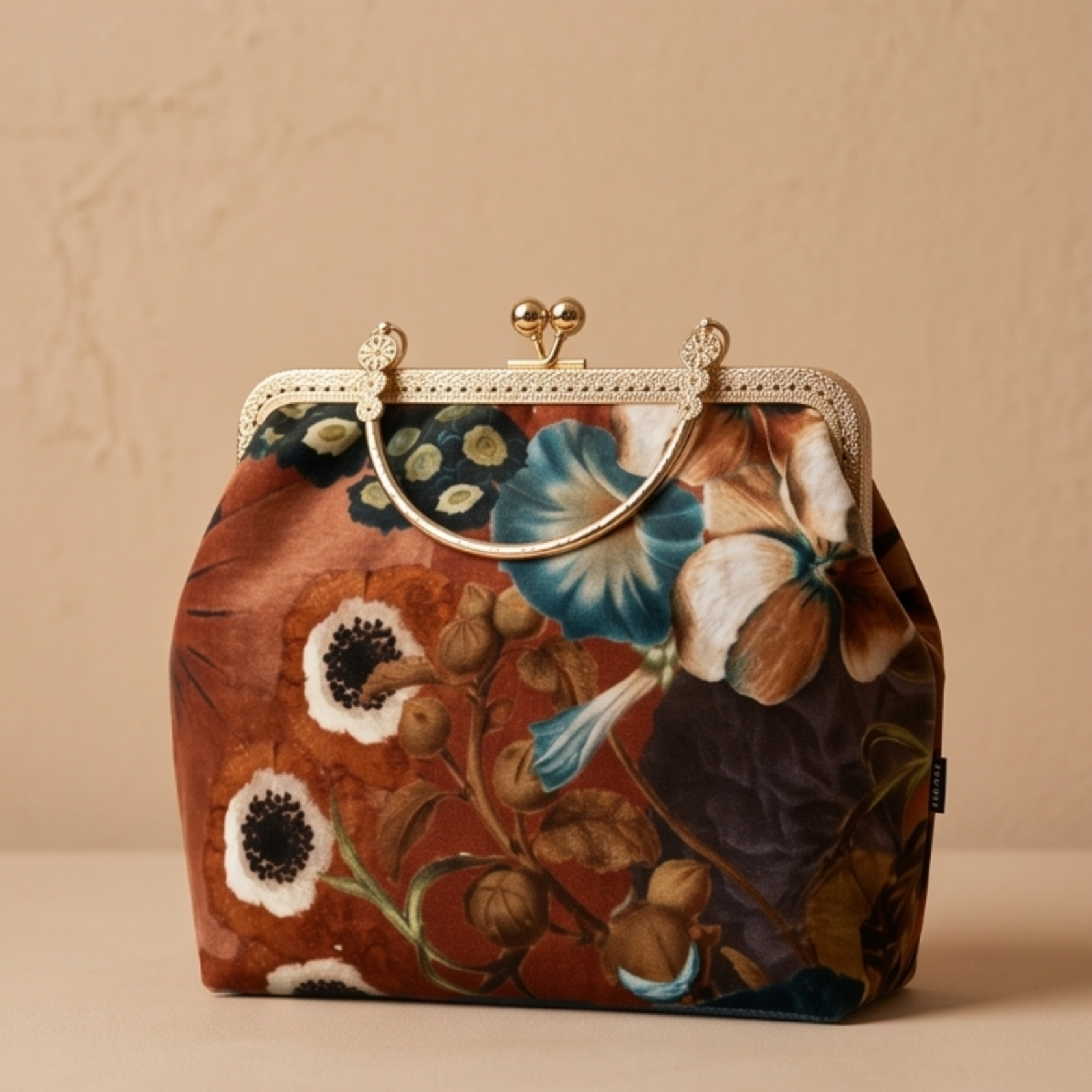 Clip-Bag braun Blumen
