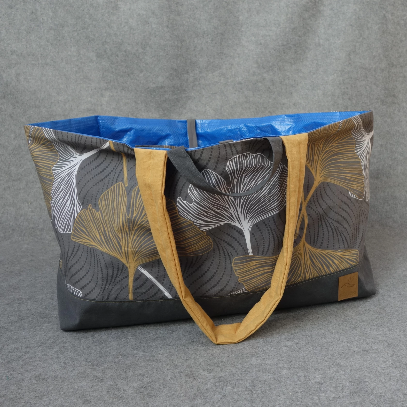 Borsa mare e piscina Foglie di Ginko/Grrigio