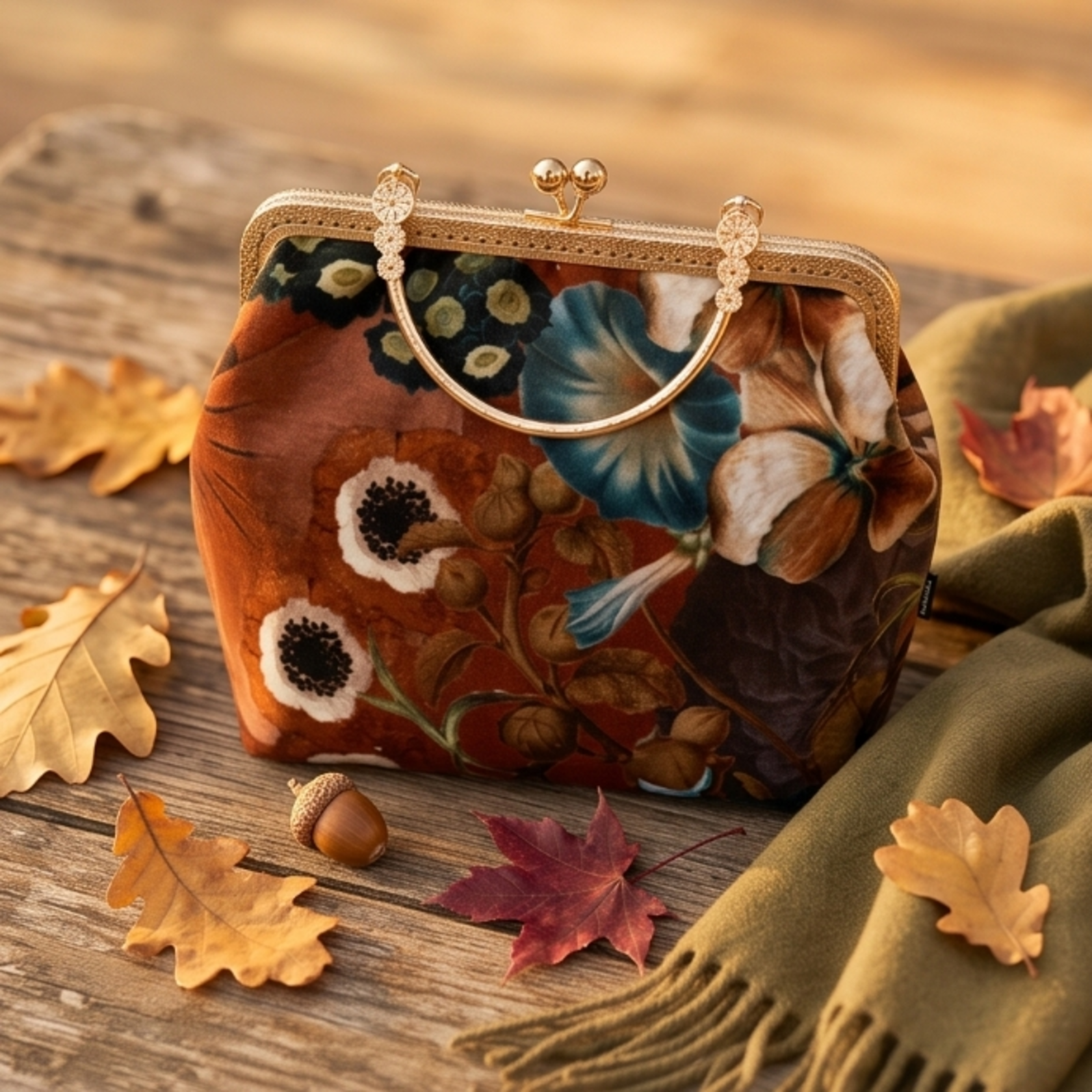 Clip-Bag braun Blumen