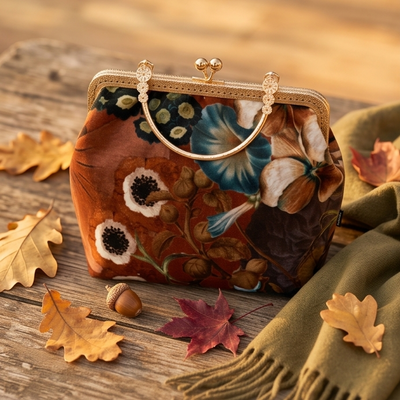 Clip-Bag braun Blumen