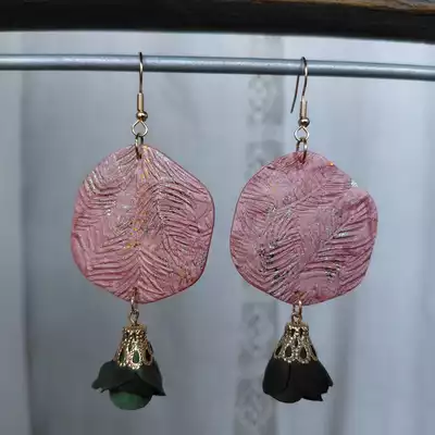 Ohrringe mit Blümchen rosa/grün Ohrringe mit Blümchen rosa/grün