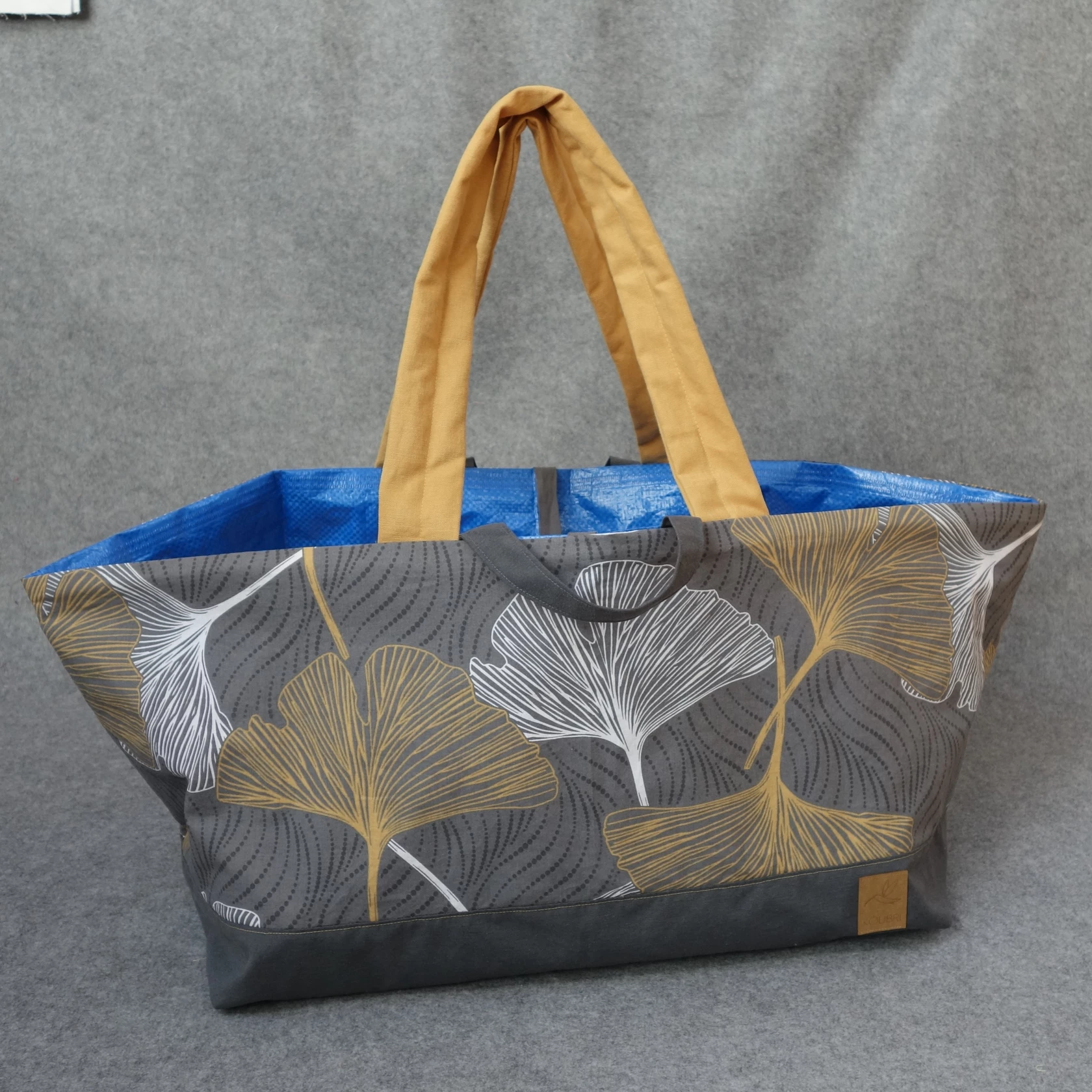 Borsa mare e piscina Foglie di Ginko/Grrigio