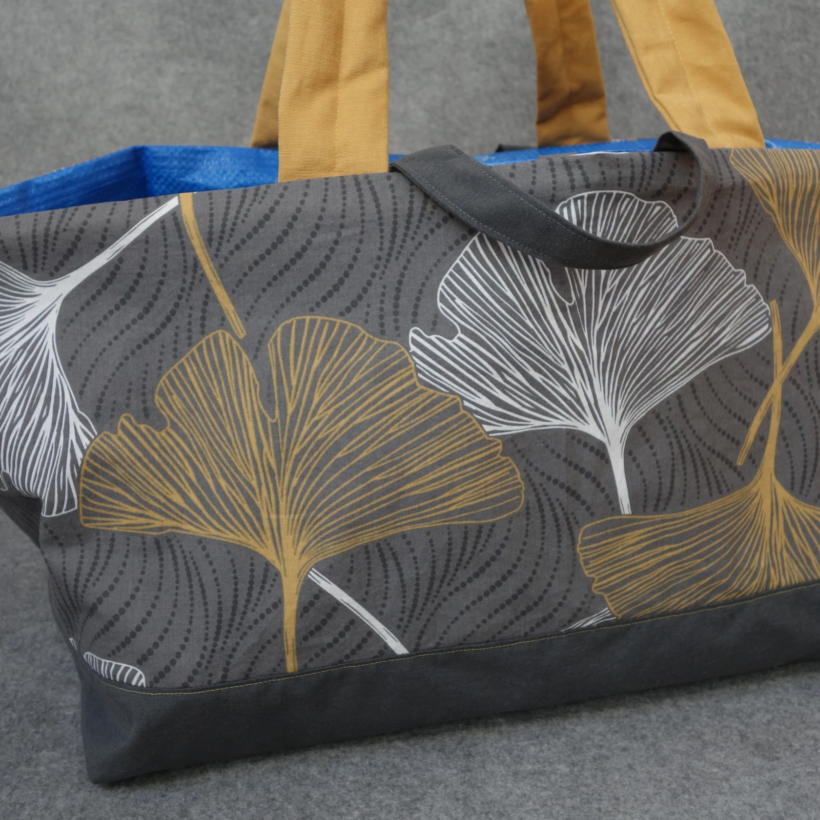 Borsa mare e piscina Foglie di Ginko/Grrigio