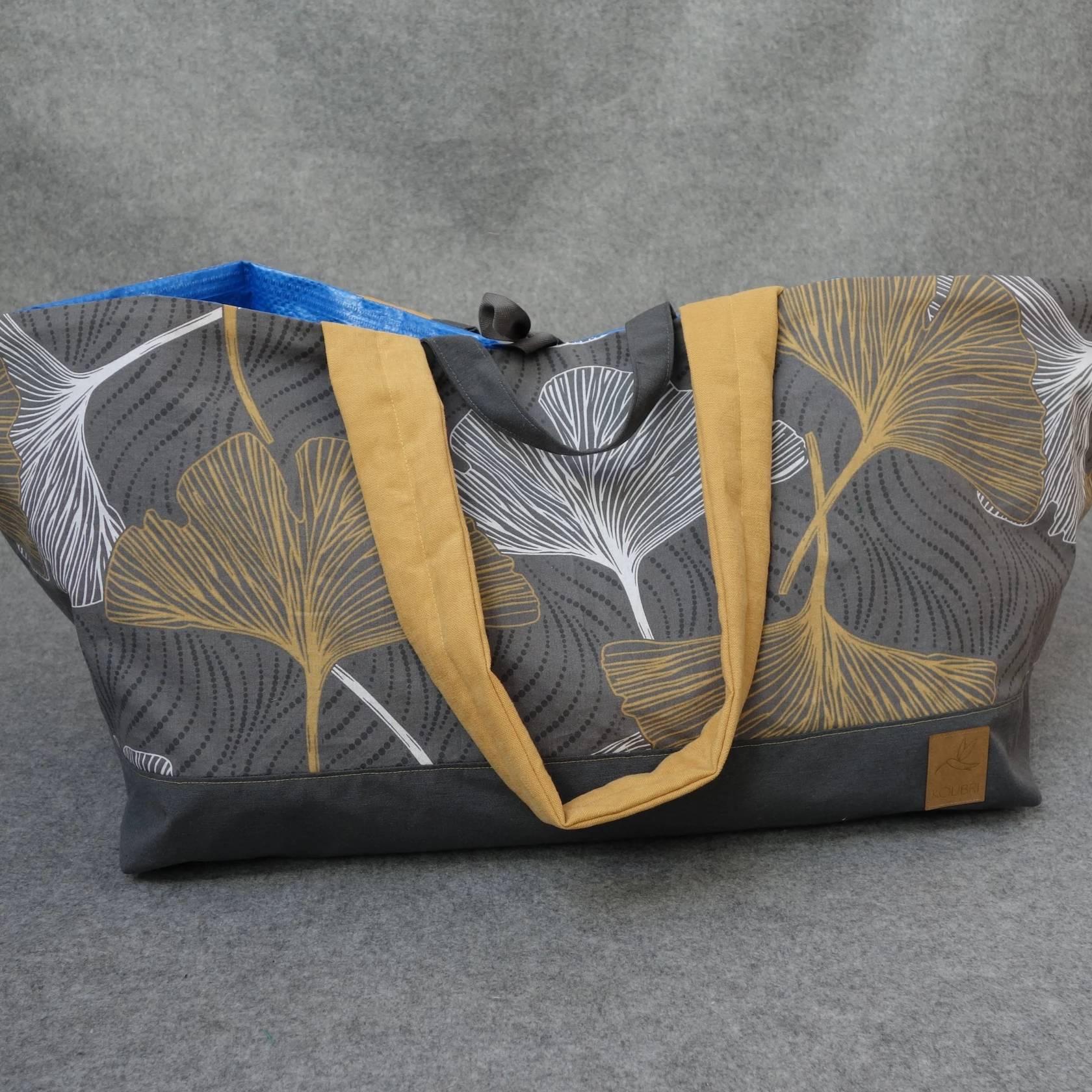 Borsa mare e piscina Foglie di Ginko/Grrigio