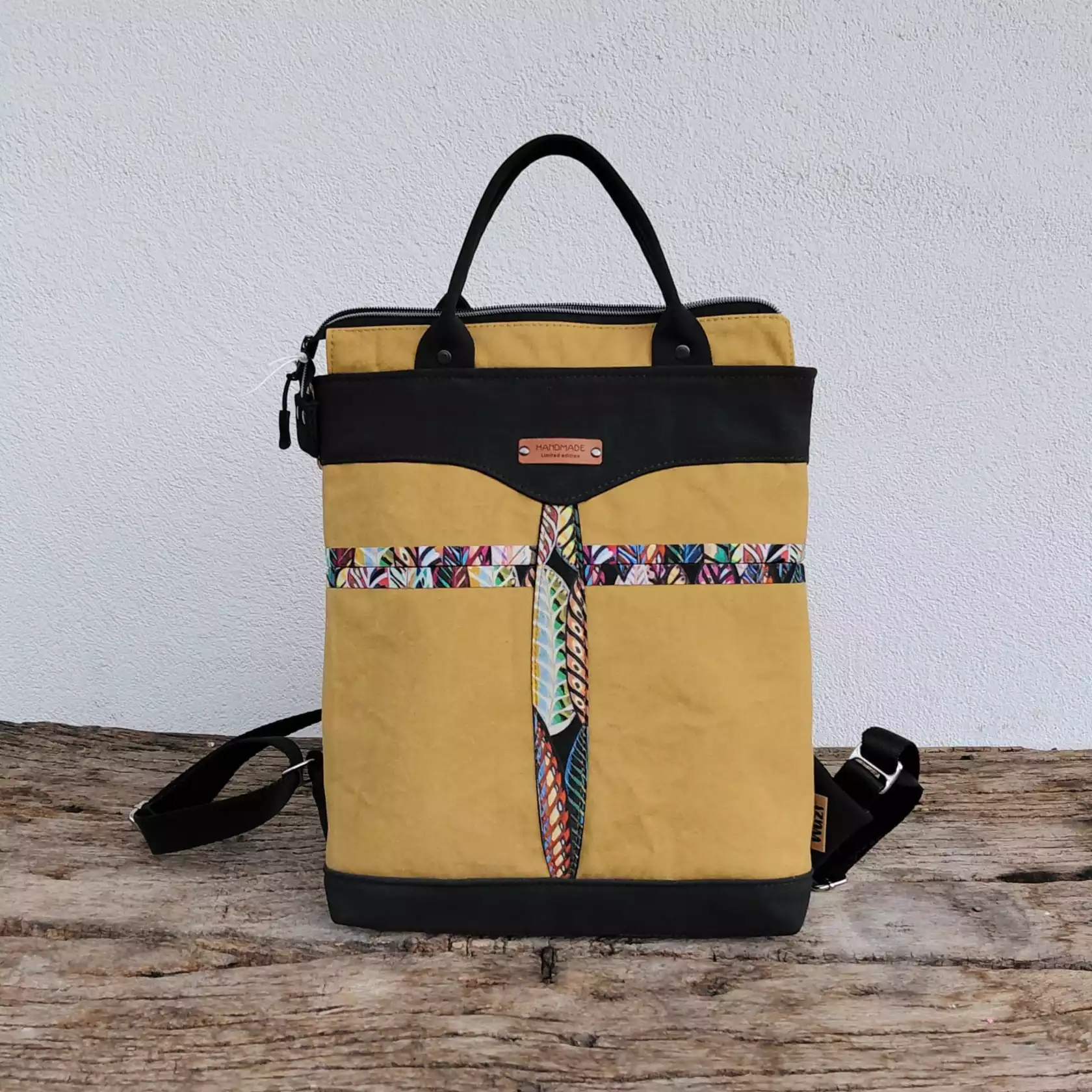 Rucksack gelb Federn Rucksack gelb Federn