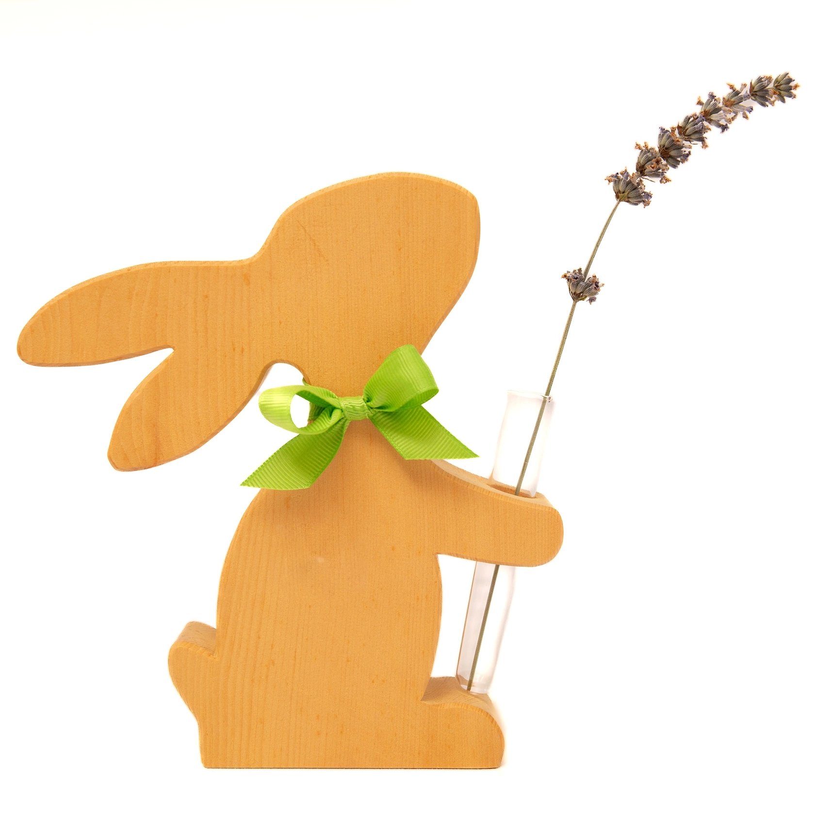 Osterhase aus Zirbenholz mit Blumenglas Osterhase aus Zirbenholz mit Blumenglas
