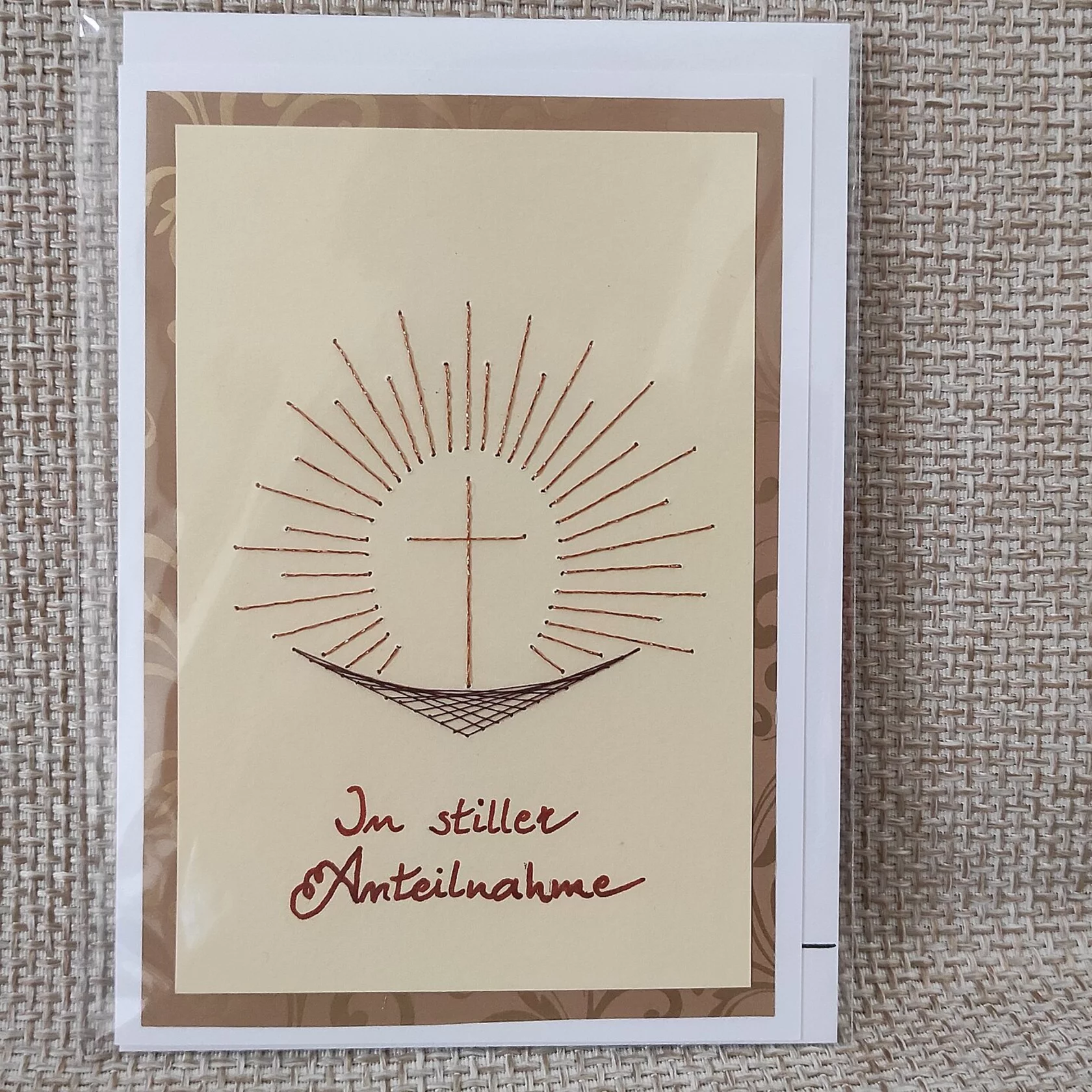 Kondolenzkarte "Kreuz mit Strahlen und Schale" Kondolenzkarte "Kreuz mit Strahlen und Schale"