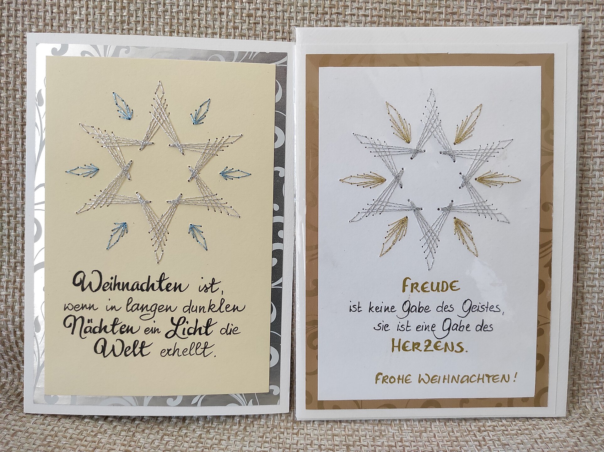 Weihnachtskarte Stern elegant, Blau & Silber, Gold & Silber